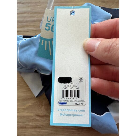 NWT Draper James Make it Poppy One Shoulder Flounce Bikini Top Size Medium - Picture 2 of 8